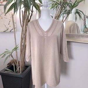 AVENUE Plus Size 3/4 Sleeve V Neck Knit Sweater 14